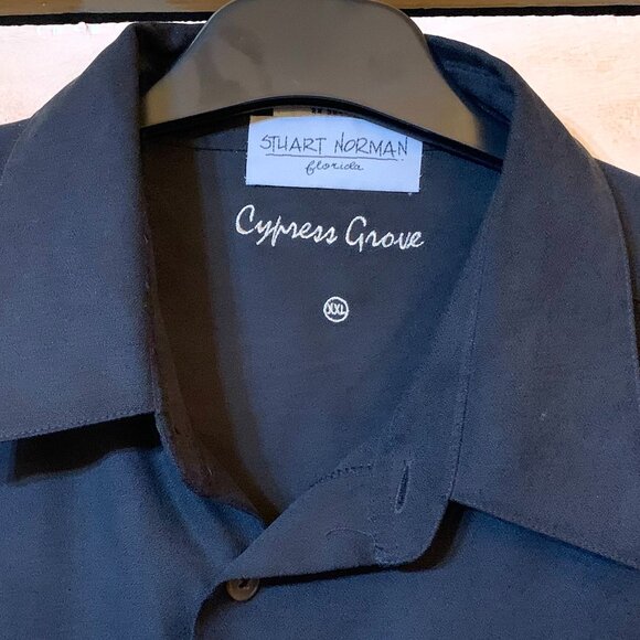 VTG Men’s Cypress Grove 100% Silk Long Sleeve Button Down Shirt, Black XXL - Picture 7 of 8